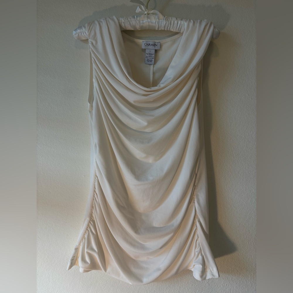 Carmen Marc Valvo Cream Draped Top